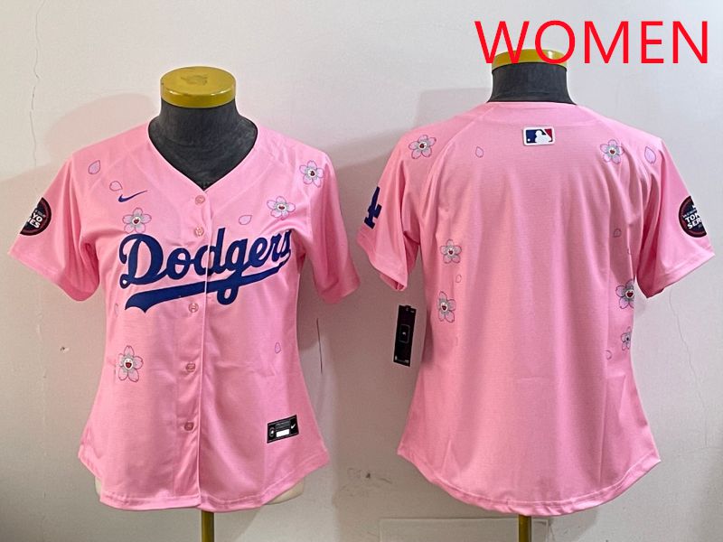 Women Los Angeles Dodgers Blank Pink Sakura Edition 2025 Nike MLB Jersey style 1